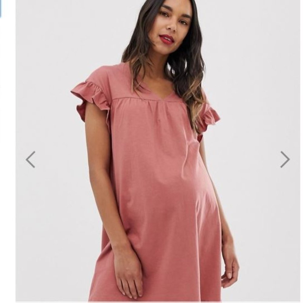 NEW ASOS Maternity Cotton Dress Coral Summer